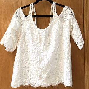 White House Black Market lace white shirt